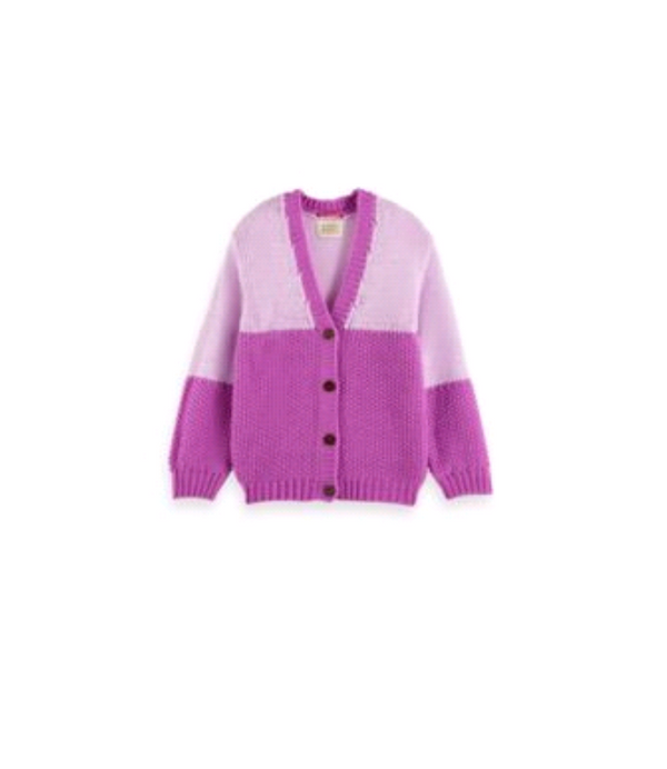 Girl's knitted colorblock cardigan