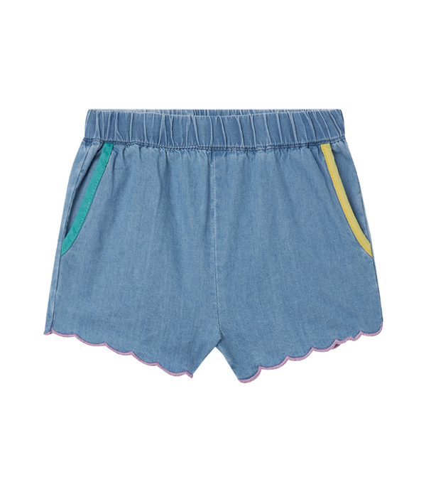Baby's girl chambray short with color binding