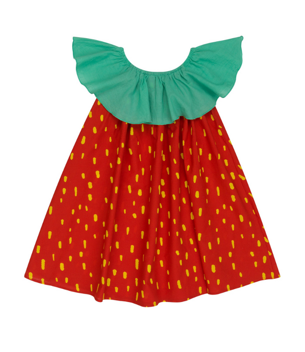 Girl strawberry cotton dress