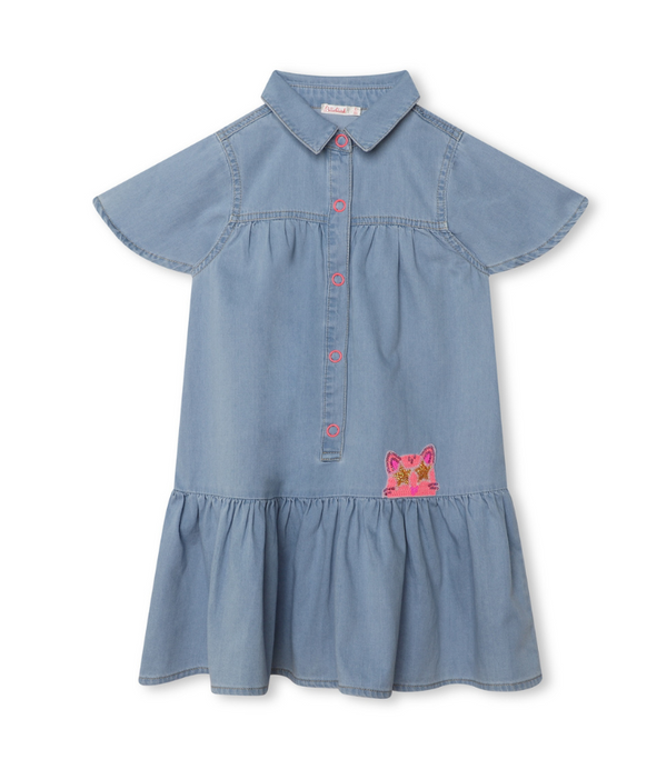 Girl Denim Dress with Sequin Patch