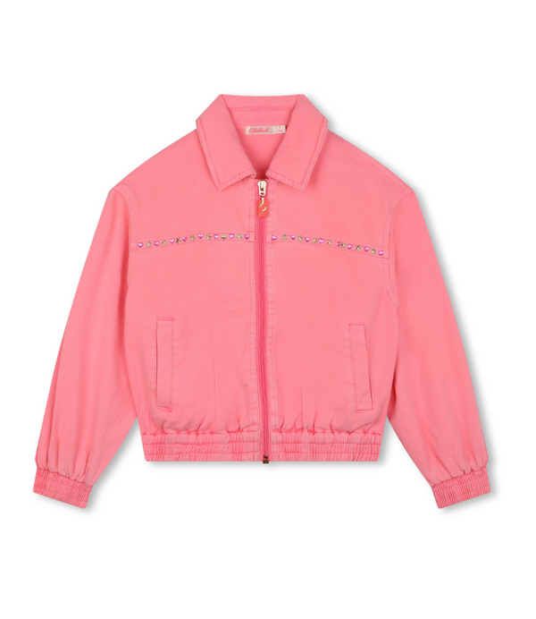 Twill pink jacket with studs