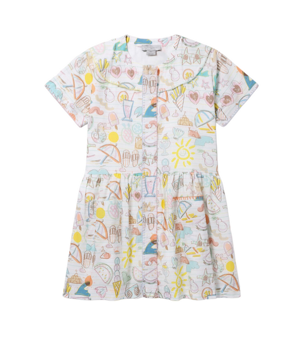 Girl short sleeve Dress with Holiday print