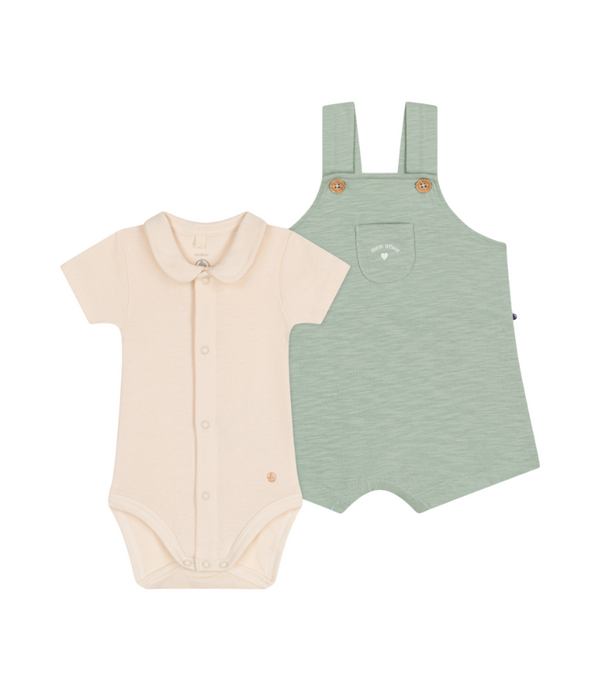 Baby Unisex 2pc short overall bodysuit