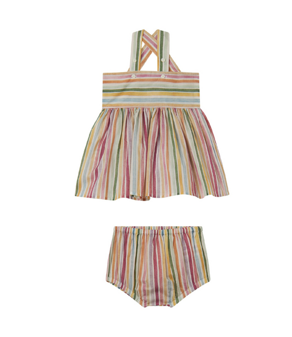 Baby Girl Rainbow Striped Cotton Dress
