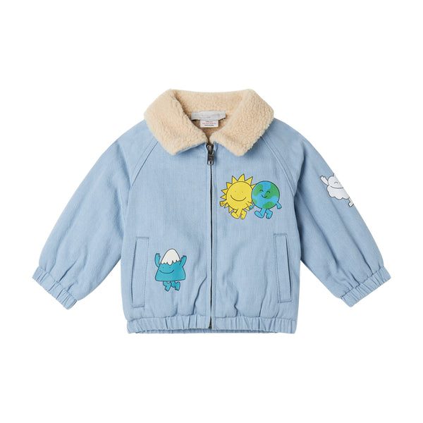 Baby Boy Denim Jacket with Stay Earthy Gang Print
