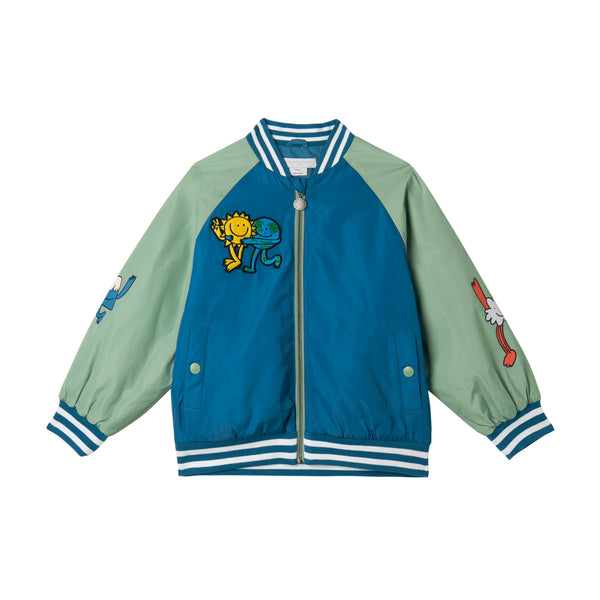 Boy Bomber Jacket with Stay Earthy Gang Print
