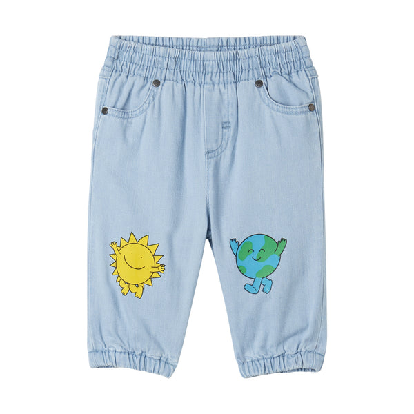 Baby Boy Denim Pants with Stay Earthy Gang Print