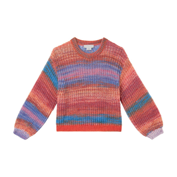Girl Multicolor Space Dye Stripe Sweater