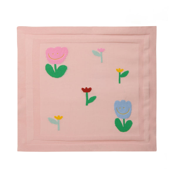 BABY GIRL KNIT FLORAL BLANKET