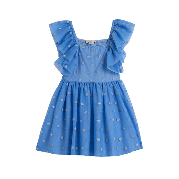 GIRL SLEEVELESS TULLE DRESS WITH FLOWERS EMBRO