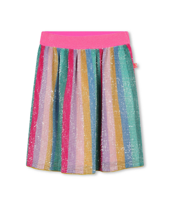 Girls Rainbow Pleated Sequin Skirt