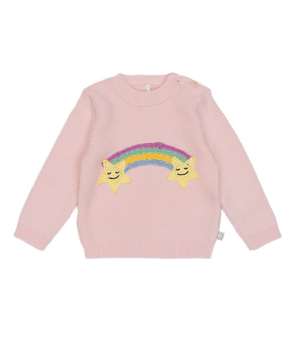 Baby Girl Girls Pink Cotton Rainbow Sweater