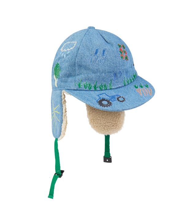 Farmyard Embroidered Hat with Ear Flaps