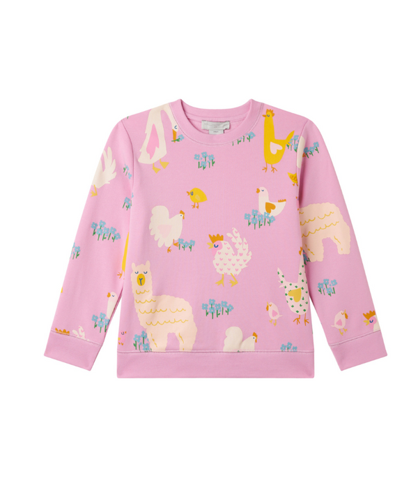 Girl Pink Animal Farm Sweatshirt