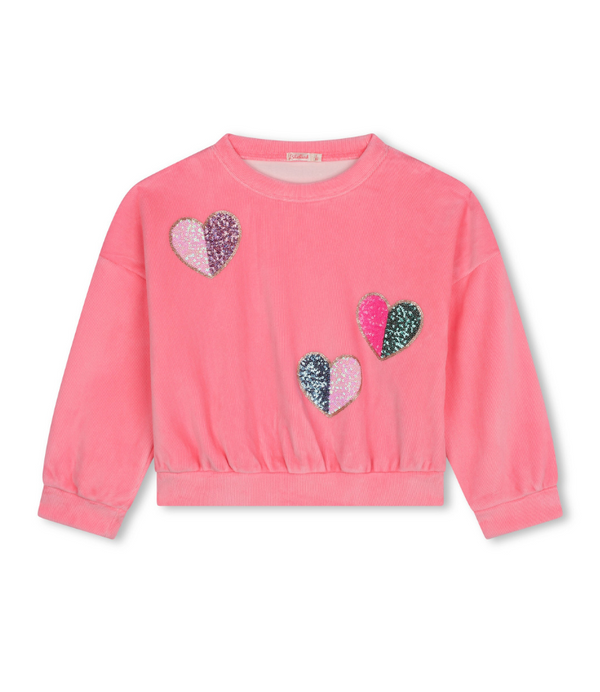 Girl Velvet Sweater with Heart Sequin