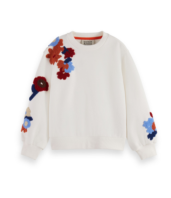 Girl floral-appliqué sweatshirt