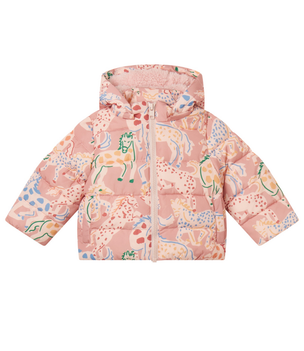 Baby Girl Horse Print Puffer Coat