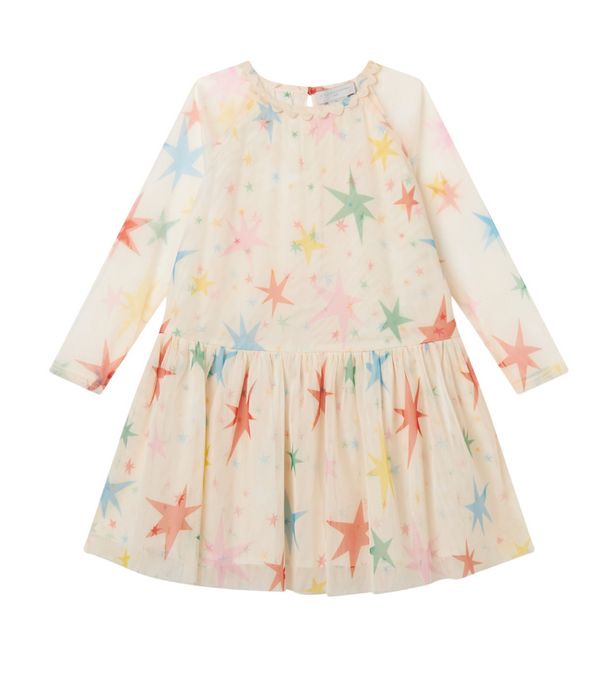 Girl Star Pattern Frilled Tulle Dress