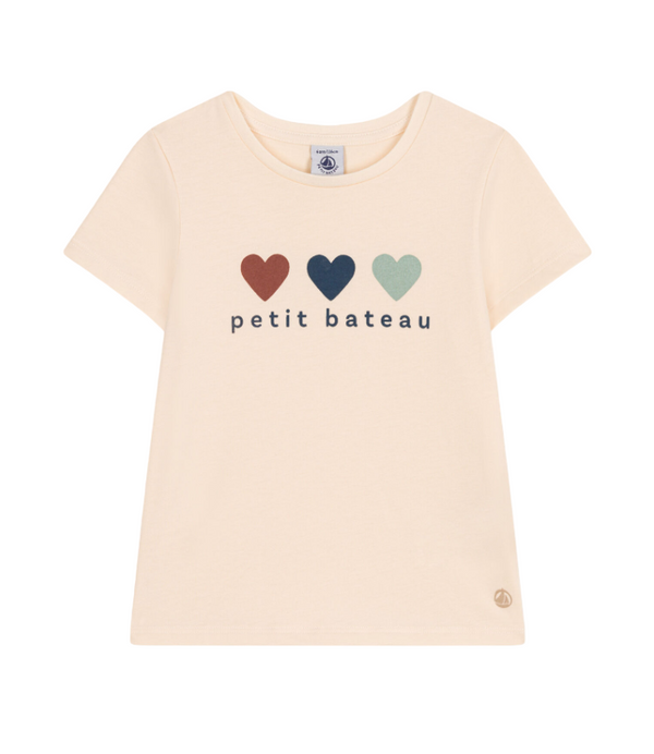 Girl Short-Sleeve w/ Heart Print