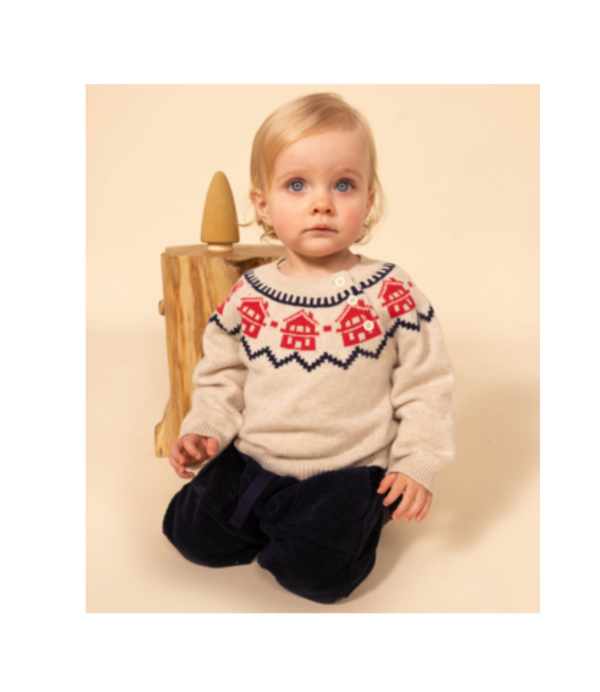 Baby's unisex sweater with Jacquard detail
